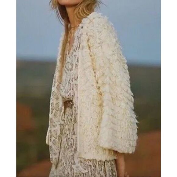 Akemi + Kin Anthropologie Wool Blend Loop Knit Open Front Wide Sleeve Cardigan - Picture 2 of 11